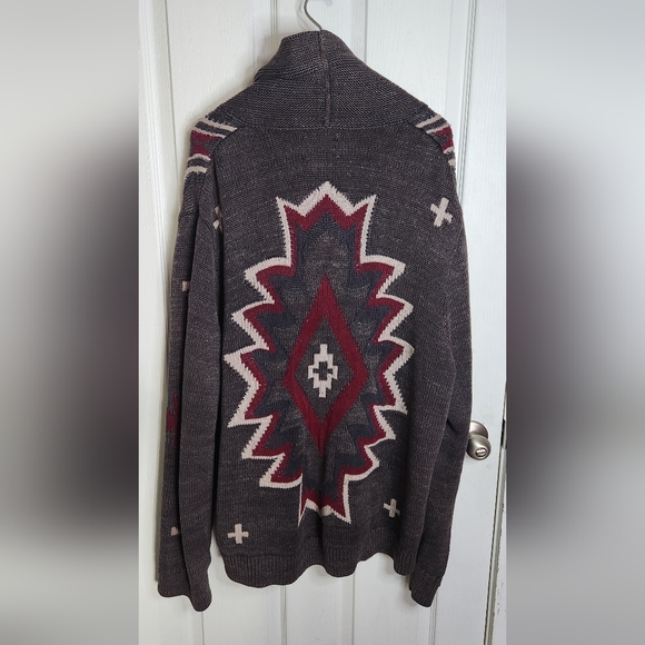 Lucky Brand Mens Washed Navajo Cardigan Sweater - Aztec Print, 2XLSize: 2XL - Picture 7 of 7